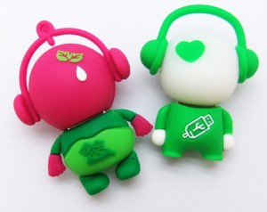 white and green minicartoon custom usb memory drives