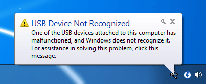 Unrecognised USB Devices